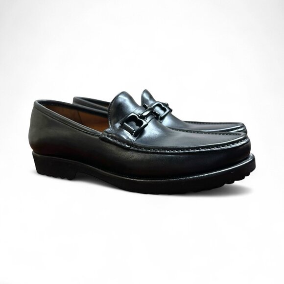 Bruno Magli Falcone Black Leather Bit Loafers Men’s US Size 10.5 (Made in Italy) - Picture 1 of 10